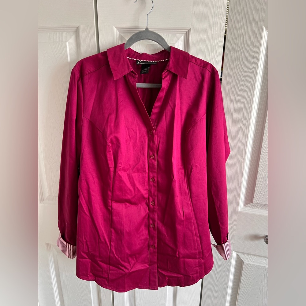 Lane Bryant Fuchsia Button-Down Shirt